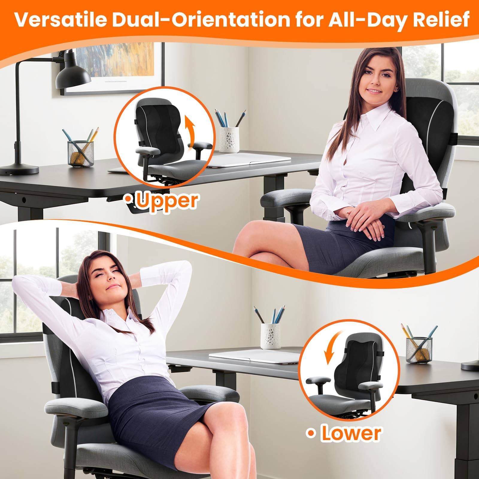 CloudBliss Ergonomic Lumbar Support Pillow – Standard, Pillow-black