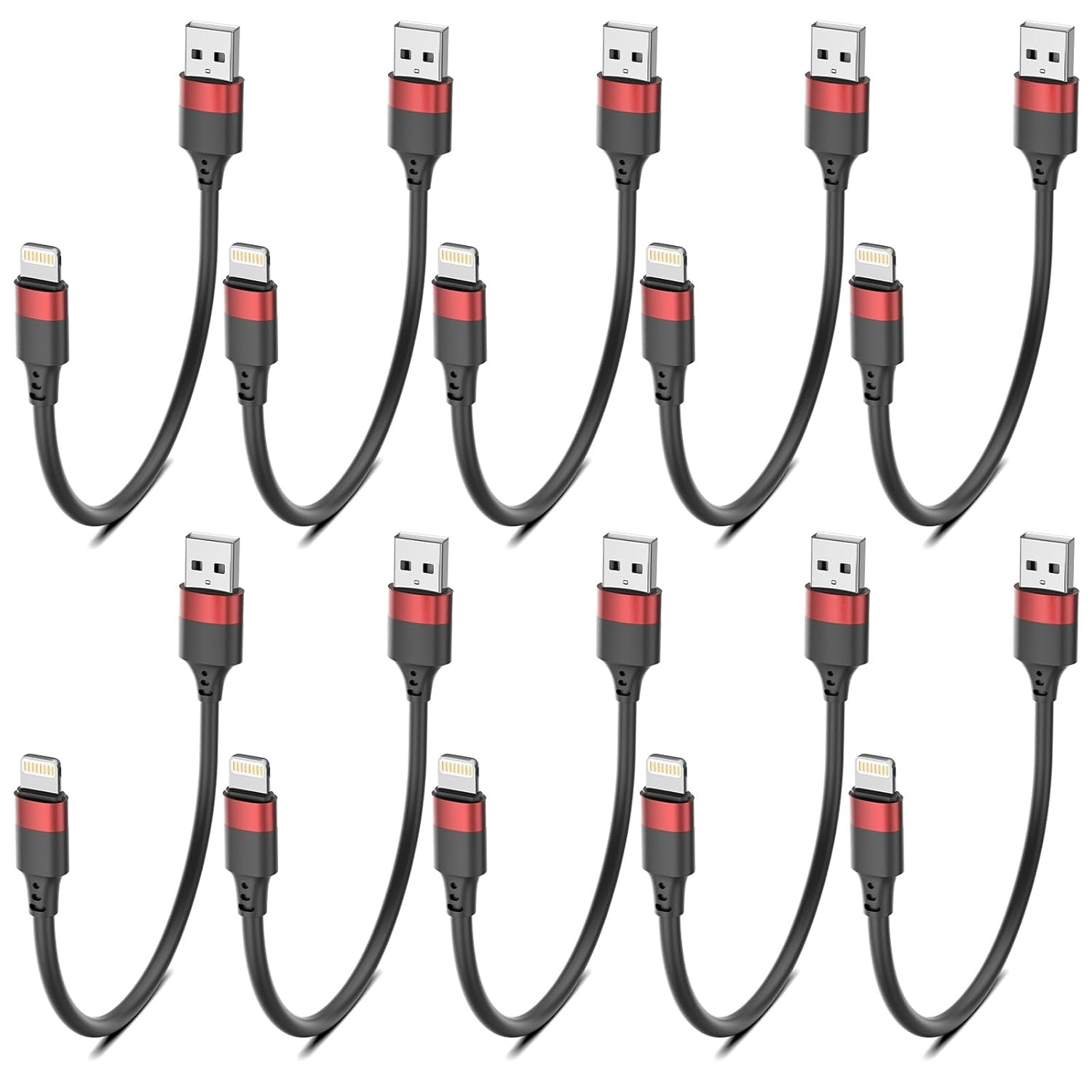 6 Inch Short Lightning Cable Bulk 10Pack, [Mfi Certified] Multipack 0.5Ft Iphone