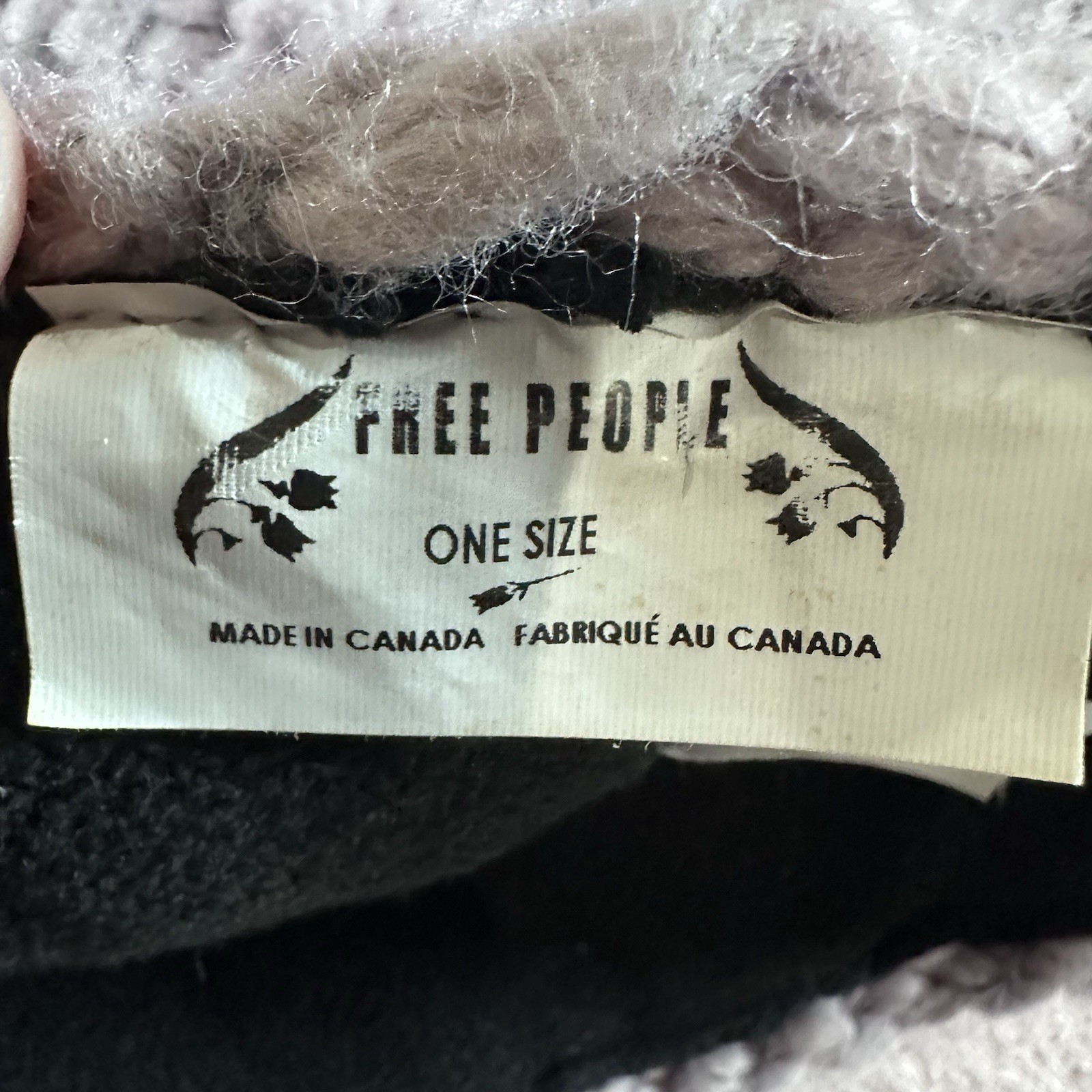 Free People Women Gray Purple Pom Beanie Soft Knit Winter Hat Cozy Boho Cap