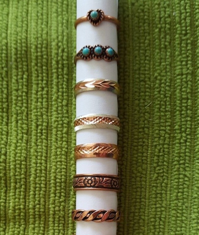 Shimmering Mystic Pyramid 2 Tone Narrow Copper Ring~ Copper Healing Effects