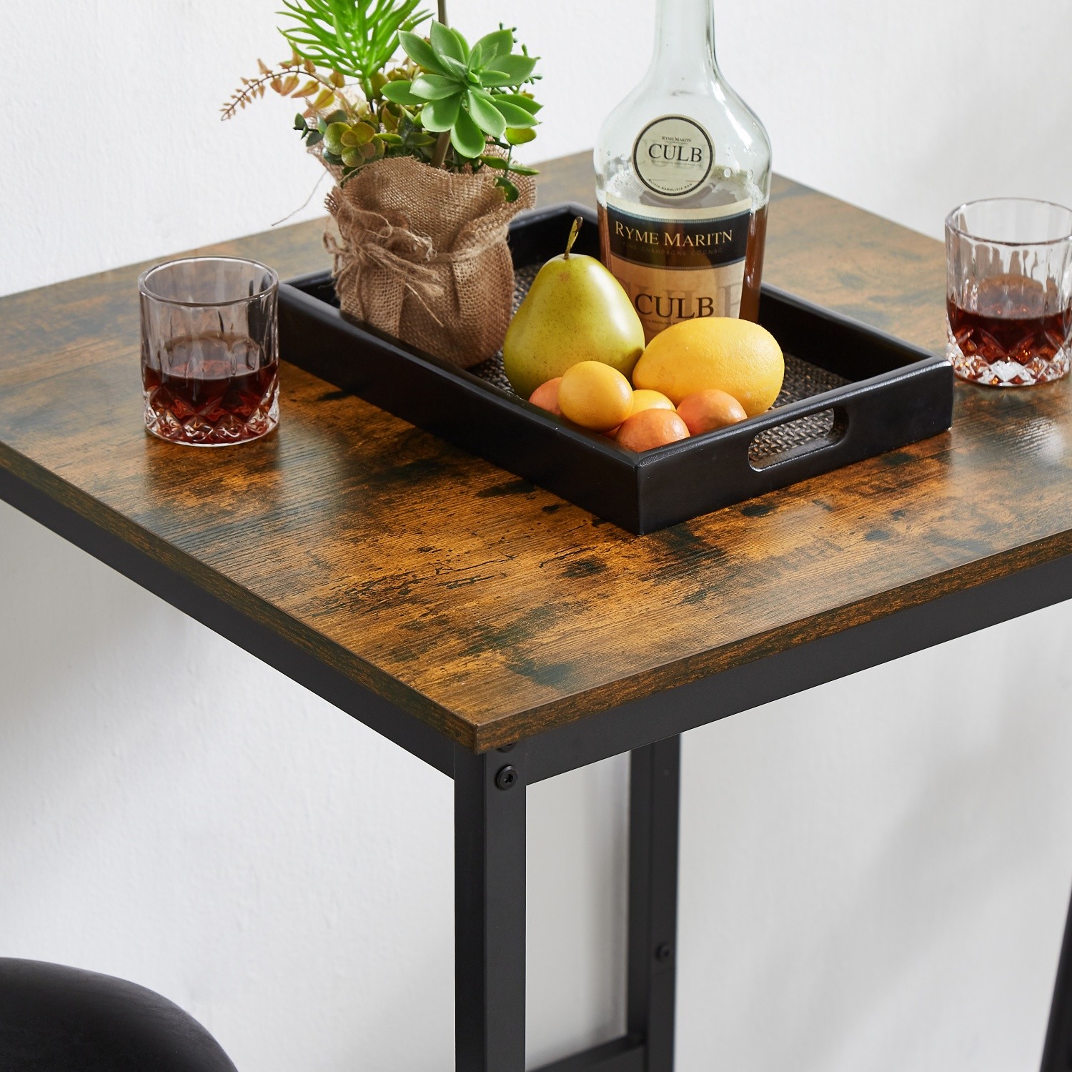 3 Piece Modern Bar Table Set Counter Height Dining Kitchen Table w/ 2 Bar Stools