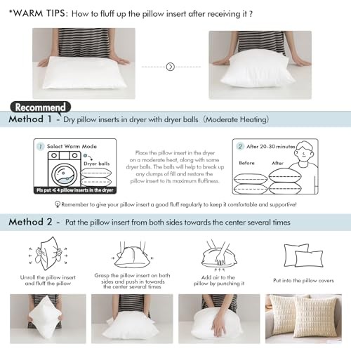 Shredded Memory Foam Pillow Inserts, Set of 2 20x20 20x20 Inch (Pack of 2)
