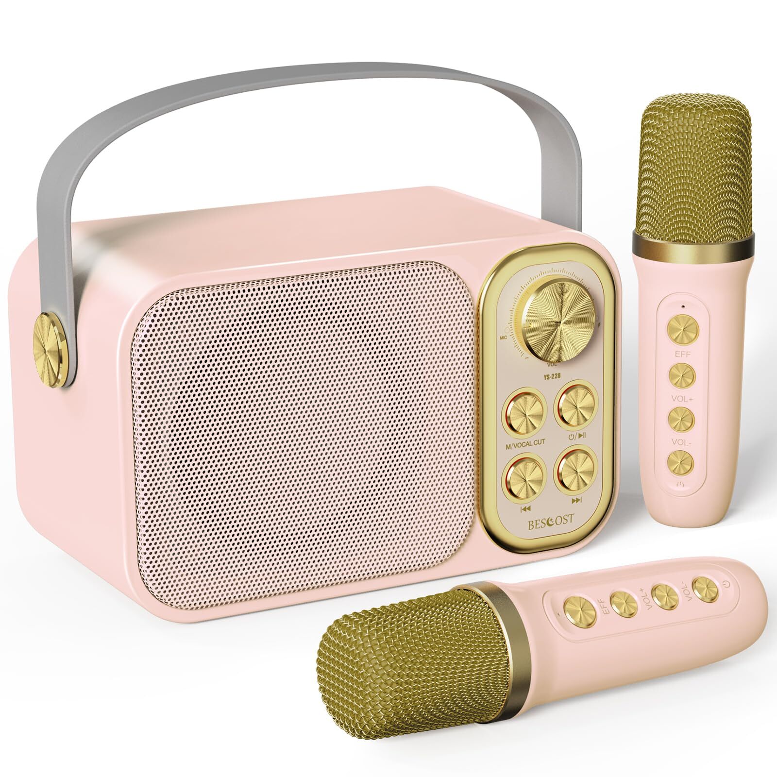 Mini Karaoke Machine for Kids with 2 Wireless Microphone, Portable Bluetooth ...