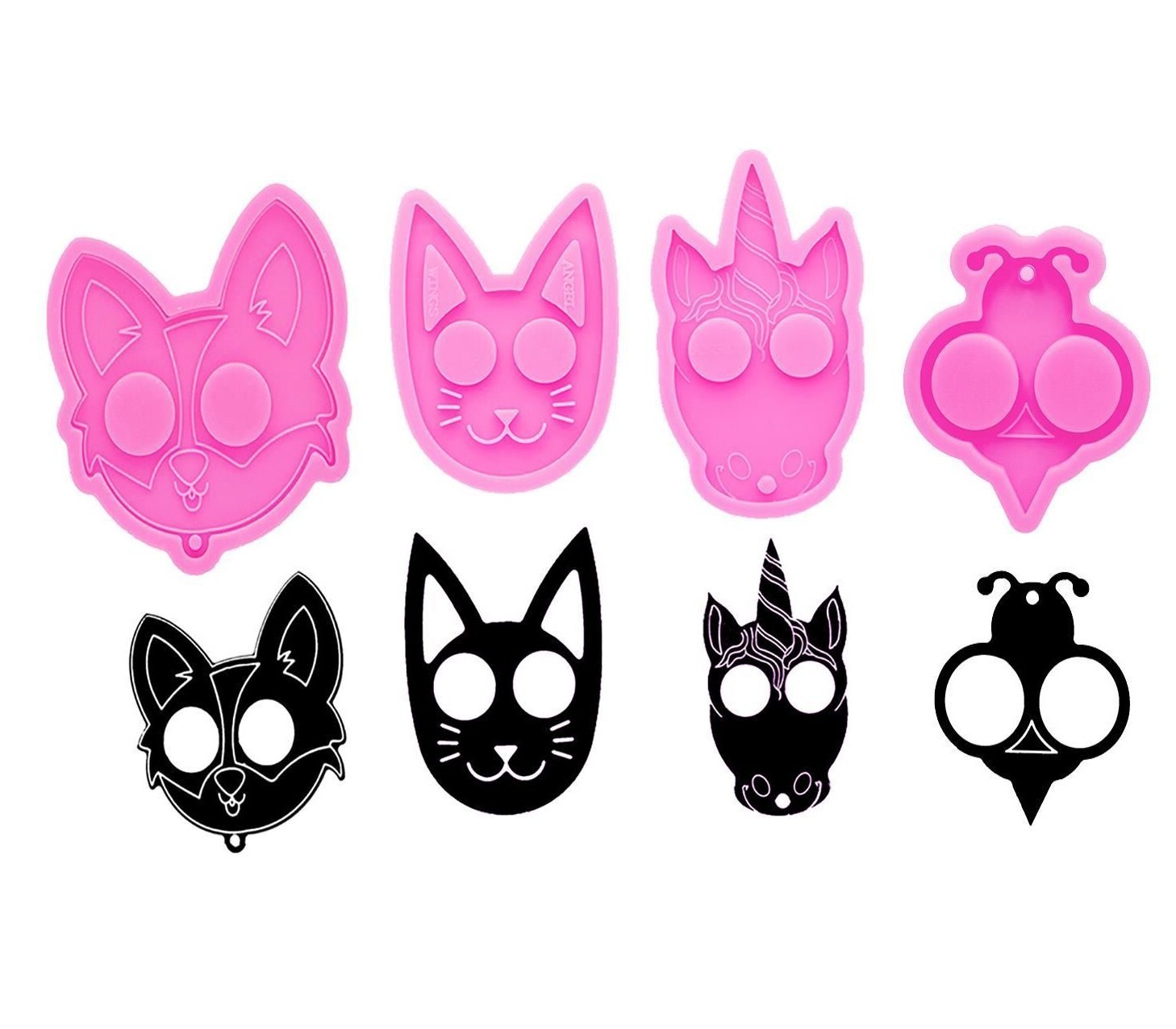 Glossy Resin Animal Molds Keychain Epoxy Silicone Molds DIY Jewelry Making 1pc S