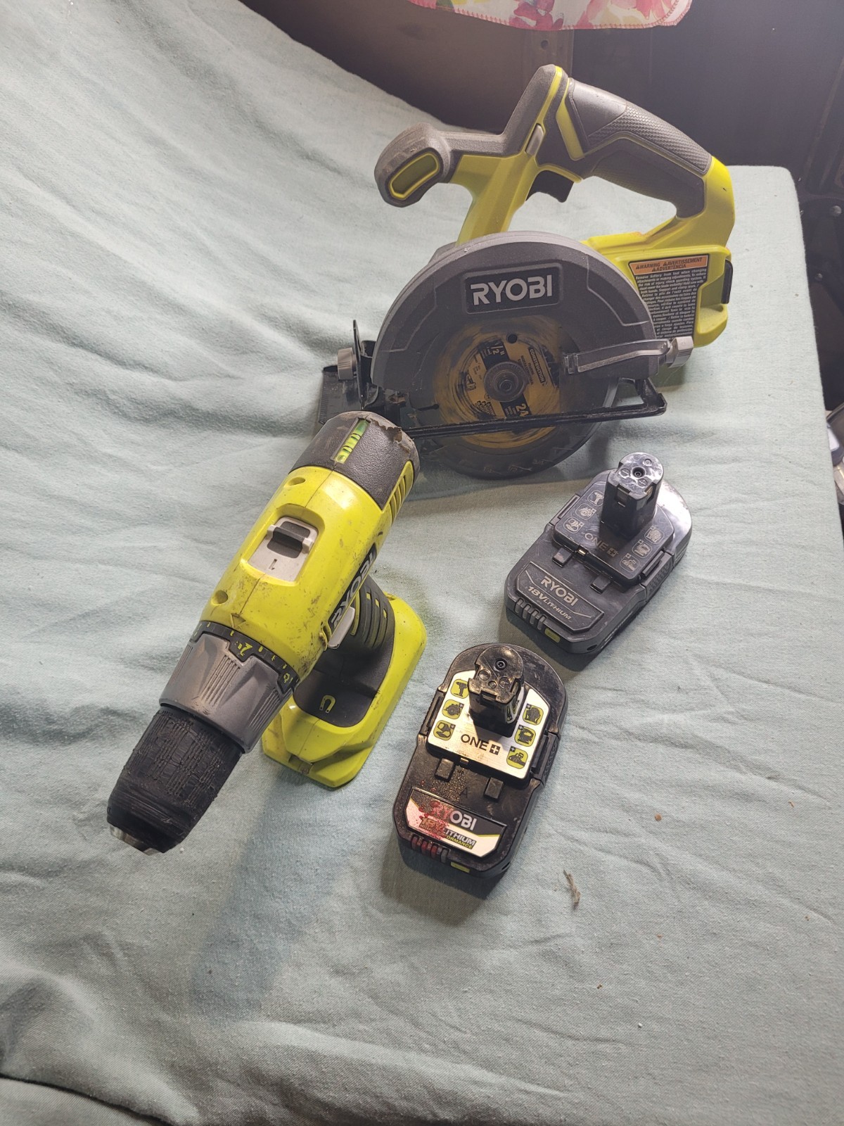 RYOBI  18V Cordless 2-Tool Combo Kit with Drill/Driver, Circular Saw-2 Batteries