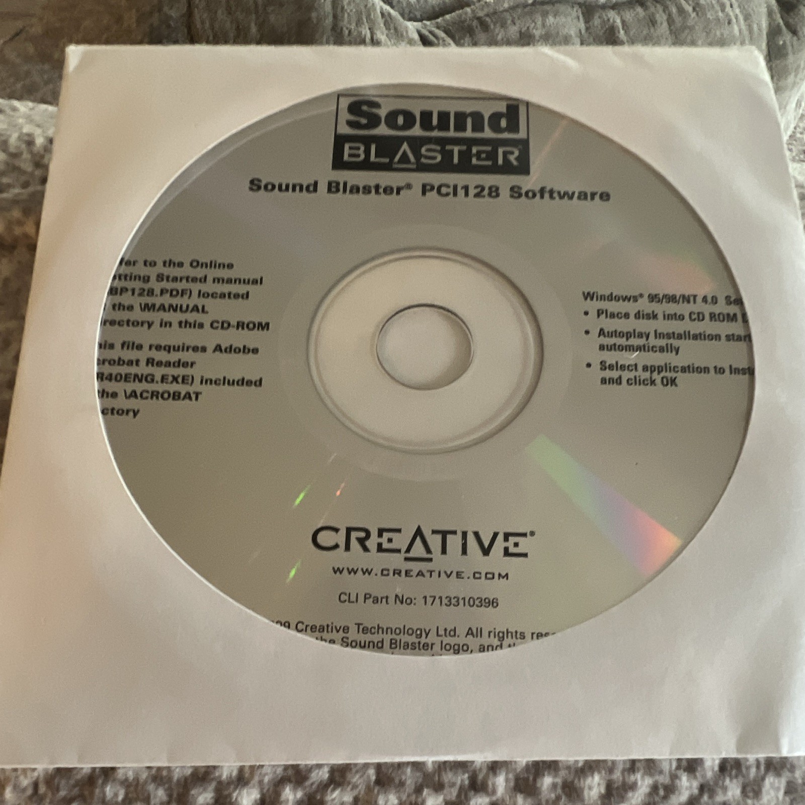 Creative Sound Blaster PCI128 Drivers/Utilities CD Windows 95/98/NT 4.0 Eng
