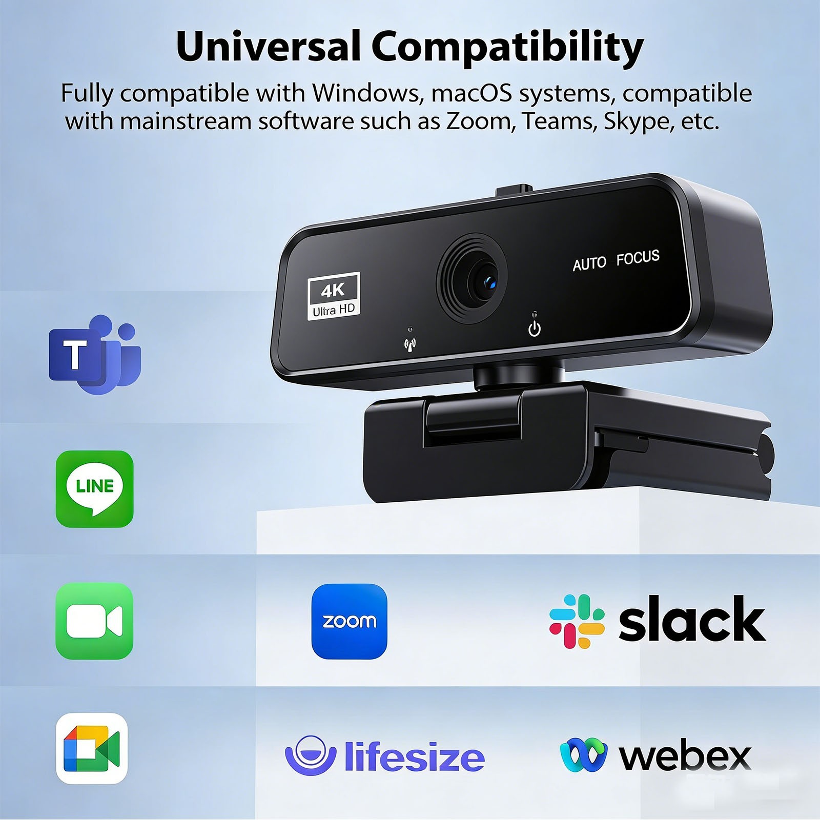 4K USB Webcam Built-in Microphone Autofocus Web Camera for PC Desktop Laptop