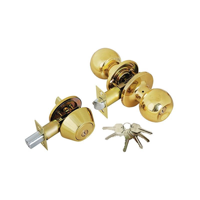 Premier Lock ED02 Solid Brass Entry Door Knob Combo Lock Set w/ Deadbolt 6 KW1