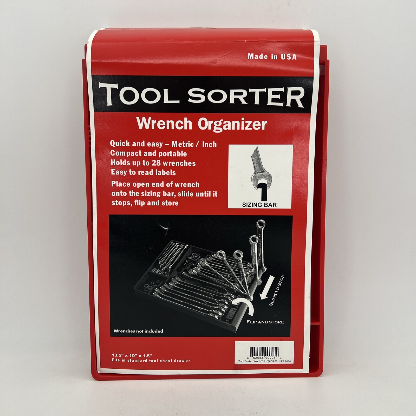 Tool Sorter Wrench Organizer Holds Up To 28 Wrenches Metric And Standard Red New