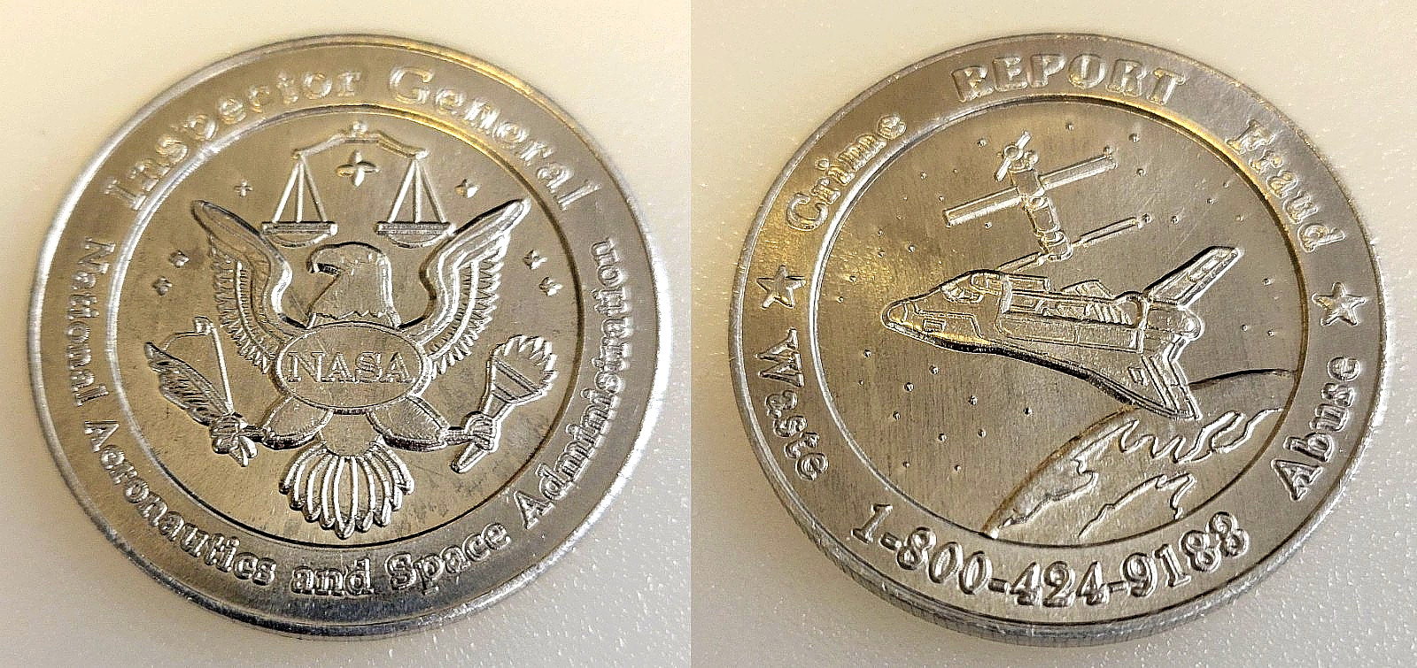 INSPECTOR GENERAL National Aeronautic Space Administration NASA Metal Token COIN