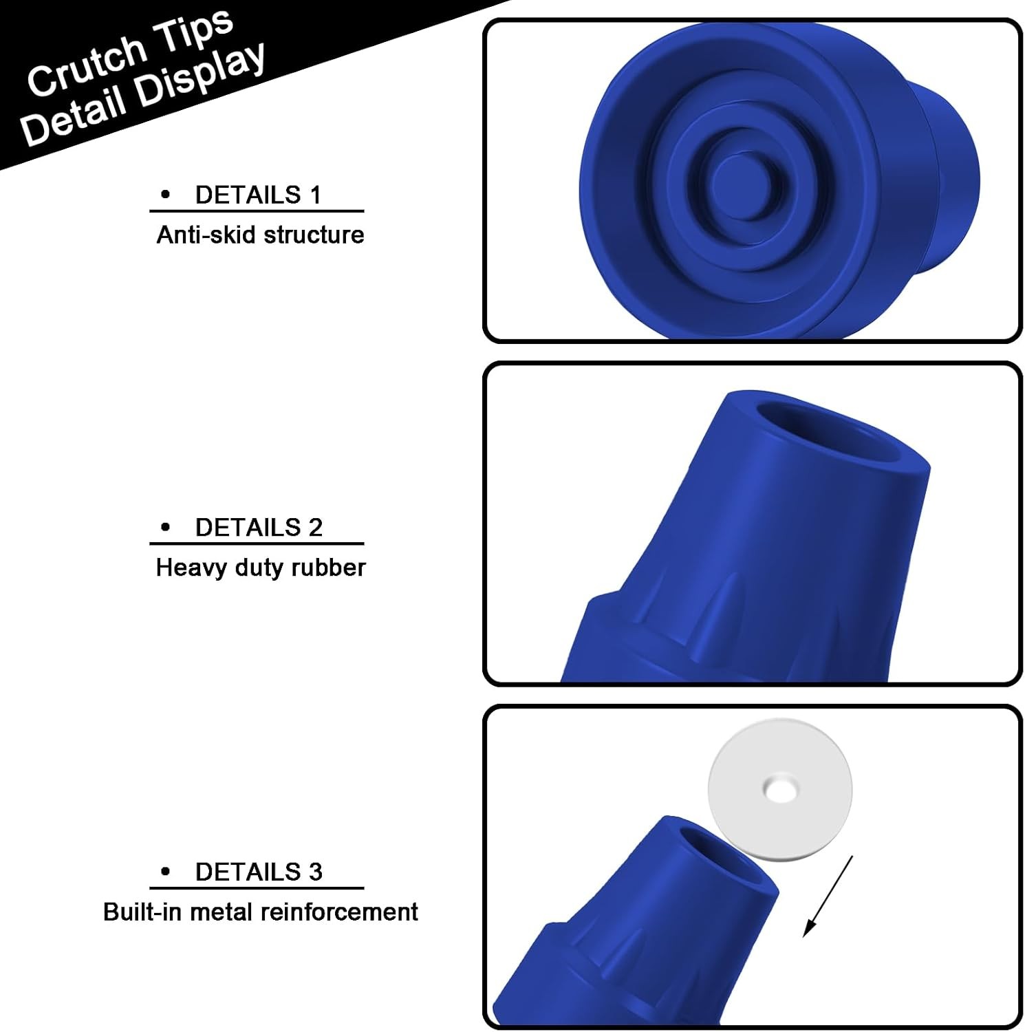 4 Pack 3/4" Rubber Cane Tips Non-Slip Walker Crutch Replacement Blue