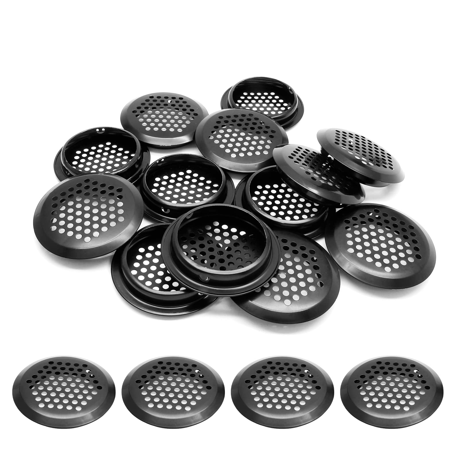 20 PCS Soffit Air Vents 2 Inch 53mm Circular Stainless Steel Round Mesh Black
