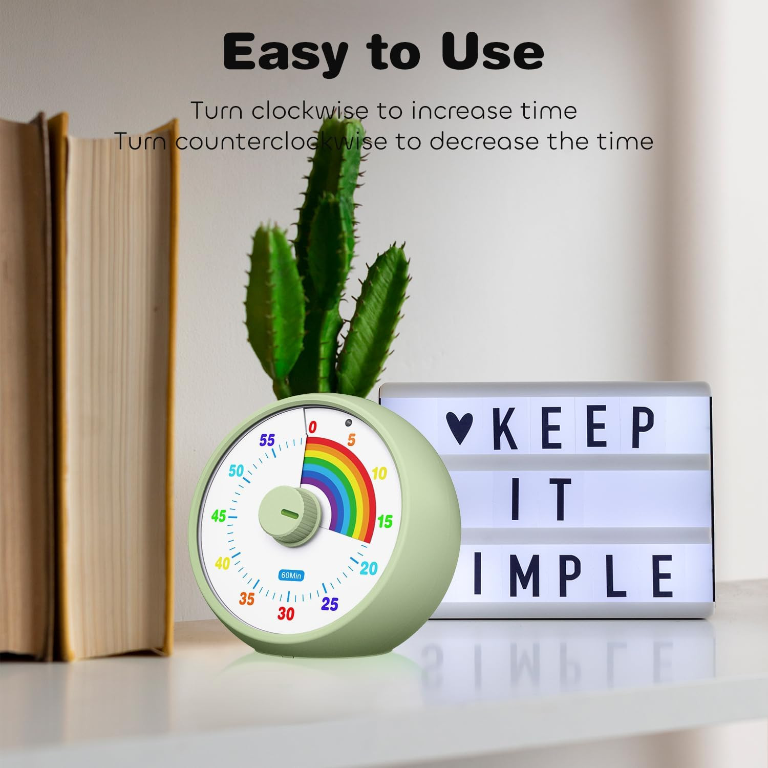 Visual Timer for Kids, 60-Minute Countdown Timer for Classroom Office Kitchen, D