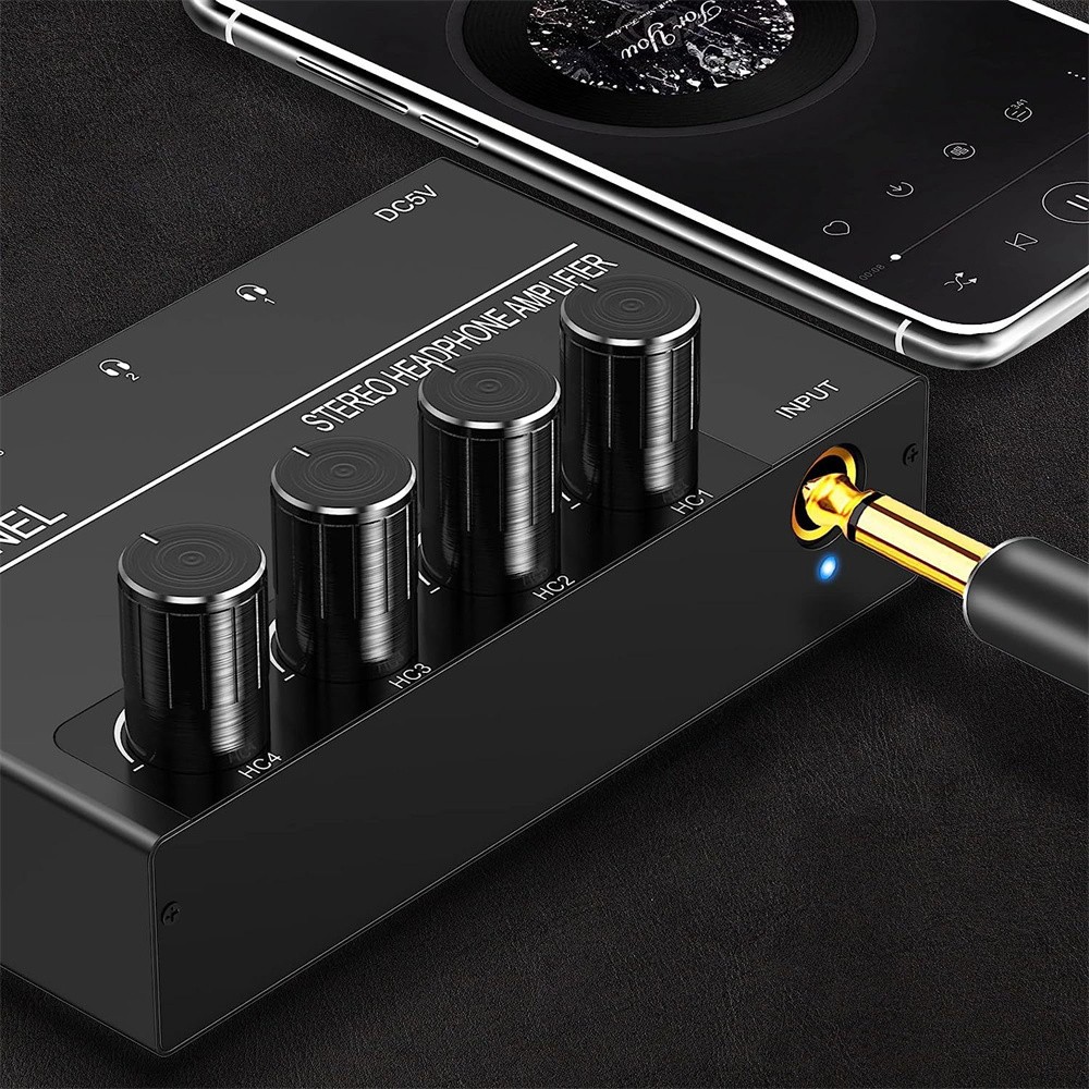 Stereo Headphone Amplifier 4 Channel Audio Distributor Mixing Splitter