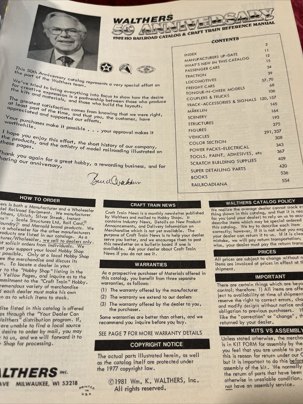 Walthers - 1982 HO Railroad Catalog & Craft Train Reference Manual