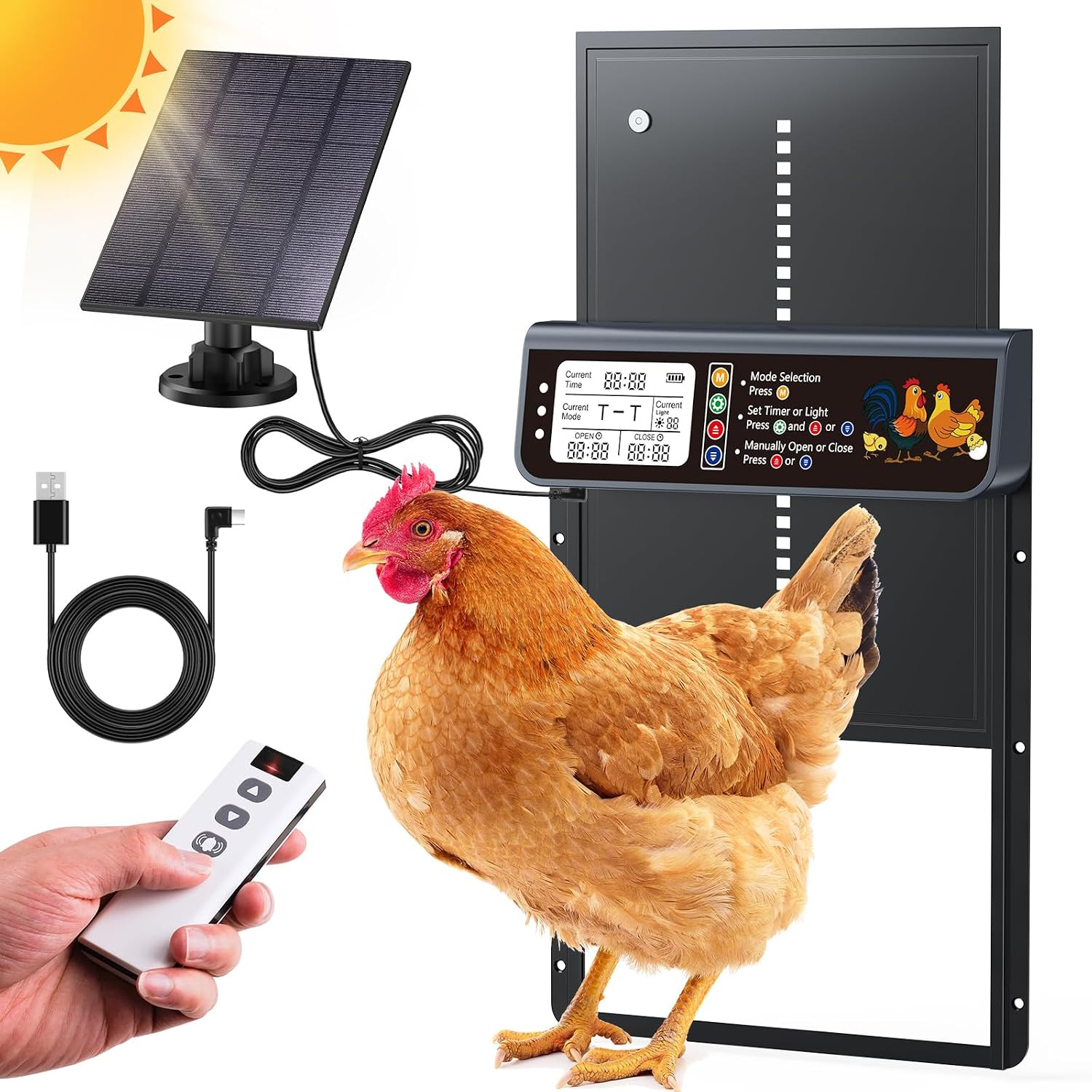 Automatic Chicken Coop Door Solar Powered with Timer & Light Sensor | Automatic