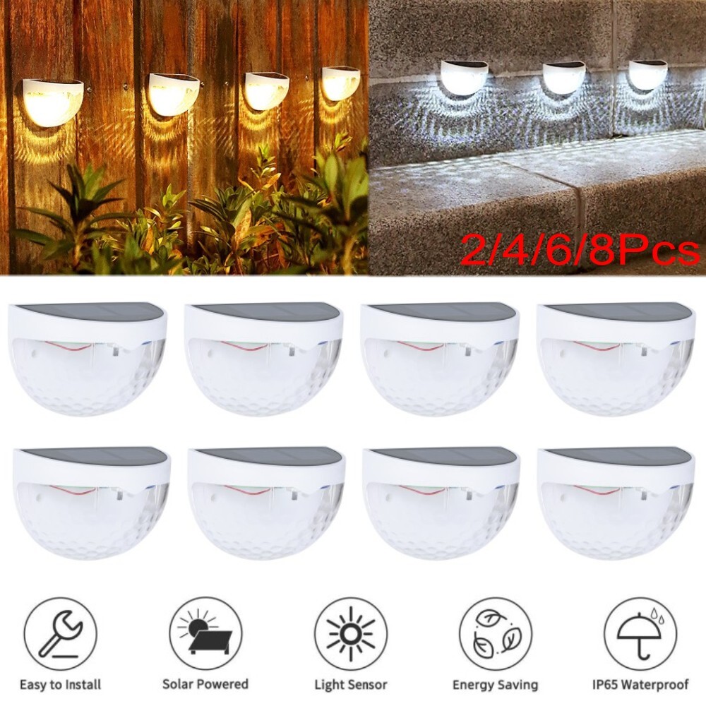 2-8 Pack Solar 6-LED Wall Lights Garden Fence Yard Decor Street Lamp Waterproof