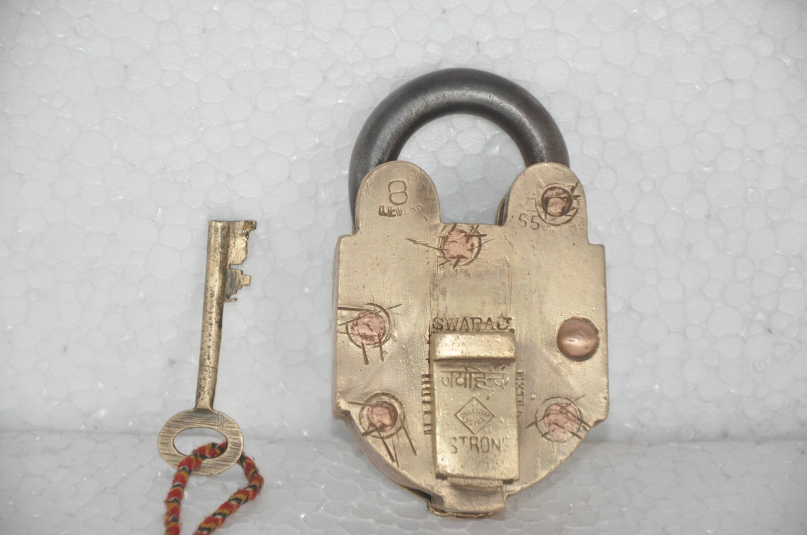 Vintage Brass & Copper Handcrafted Solid Heavy Push Button Tricky Padlock