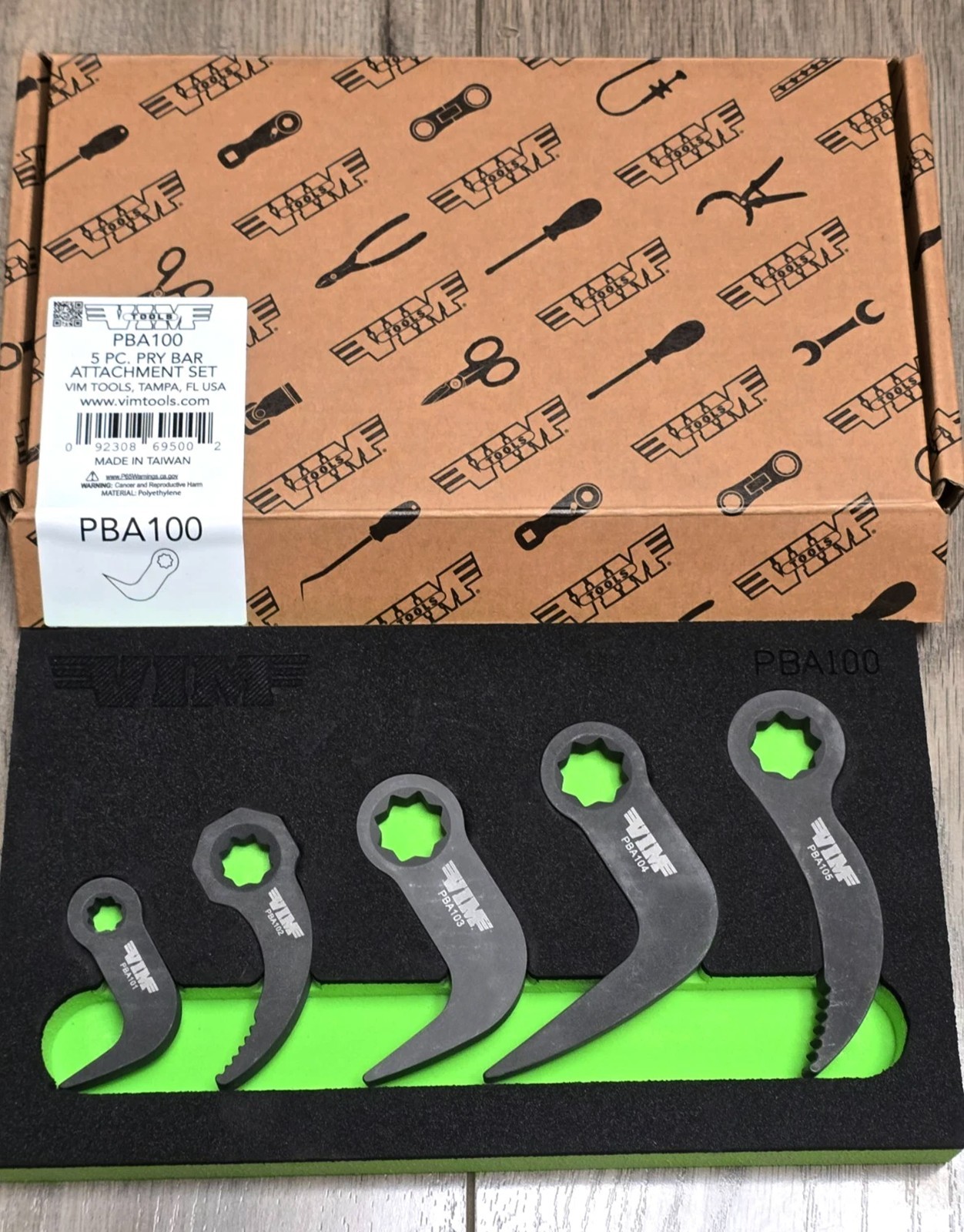 VIM Tools VMPBA100 5Pc Pry Bar Attachment Set 1/4 3/8 1/2 Ratchet Tool Kit