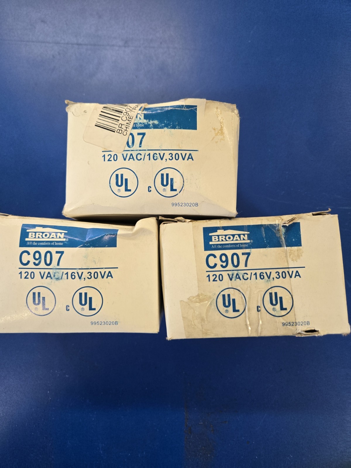 BROAN  - C907 - TRANSFORMER - 120VAC PRIMARY, 16V SECONDARY, 30VA - LOT OF 3
