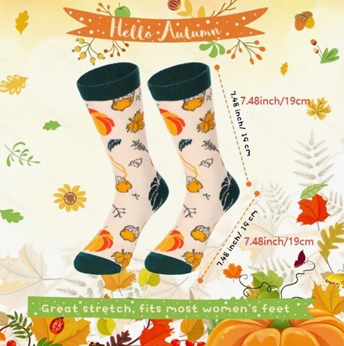 Fall Leaves Acorns Fall Socks for Women Cute Socks Novelty Socks Fun Socks