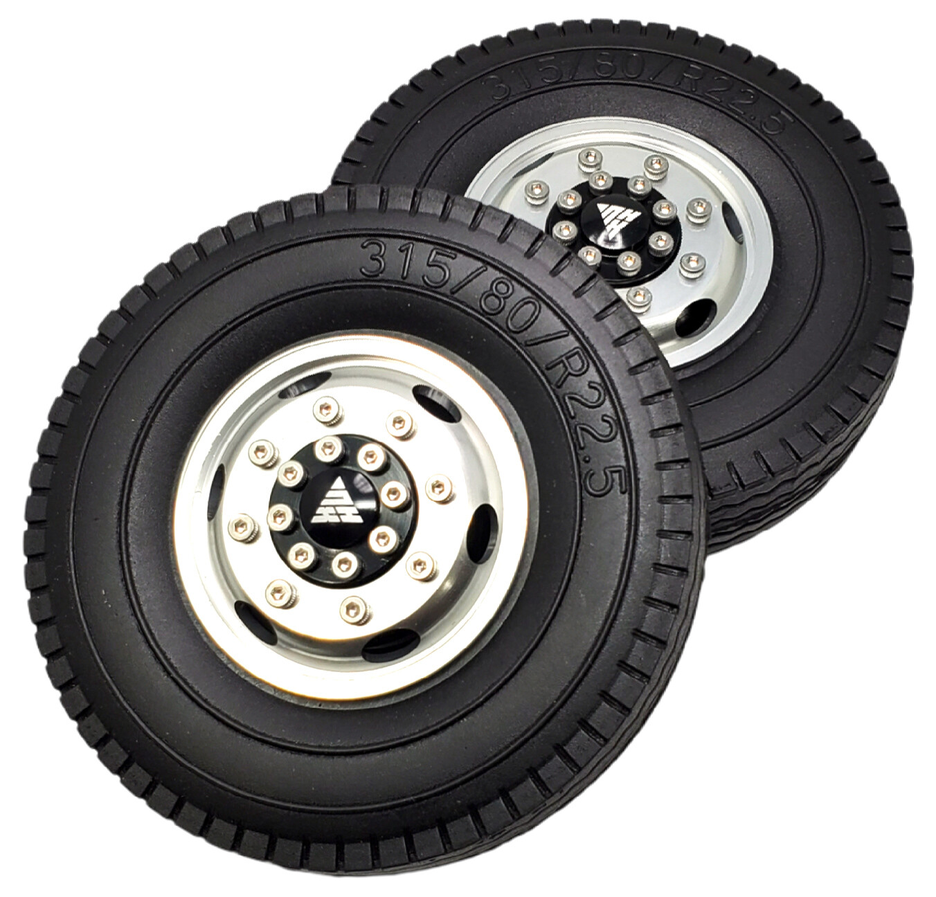 NHX RC Alum Front Wheels Rim Silver wTires 1/14 Tamiya Tractor Truck Bearing Hub