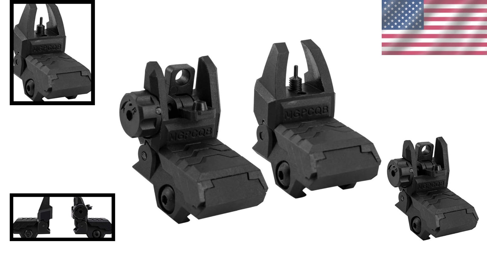 Impact-Resistant Front & Rear Iron Sights for Firearm and Airsoft - Easy Install