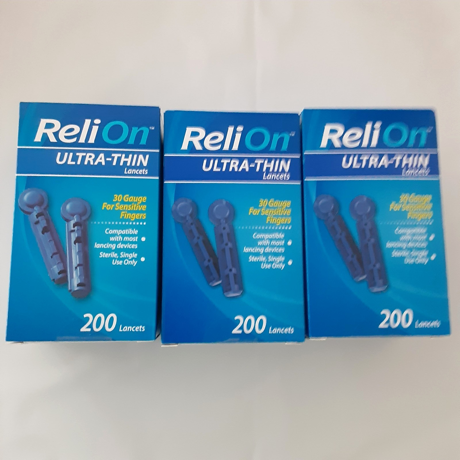 NIB 3 Boxes of Reli On 30 Gauge Ultra-Thin Lancets 200ct Each - 600 Total