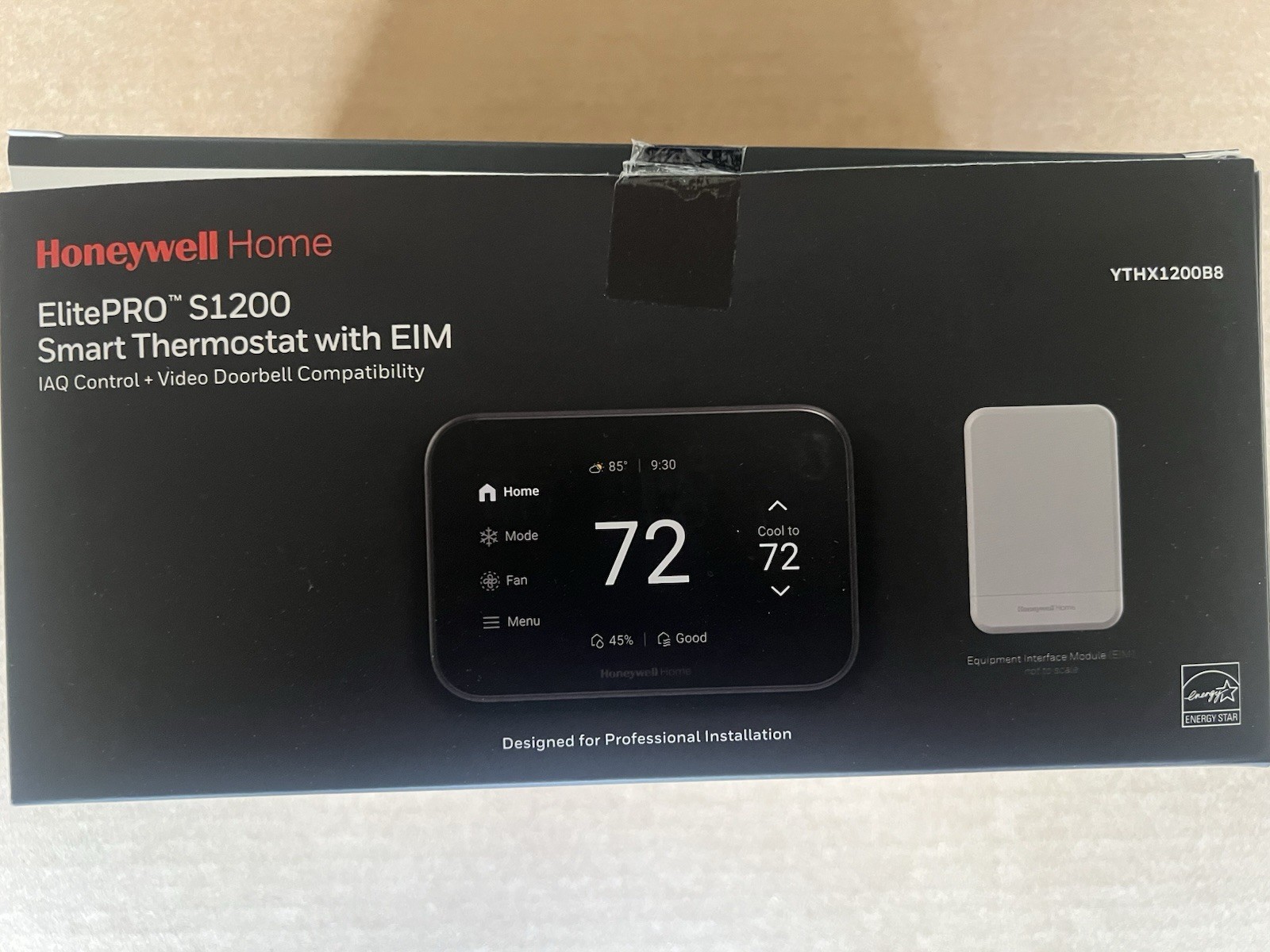 Honeywell YTHX1200B8/U ElitePRO S1200 Smart Thermostat w/ EIM Black 4H/2C WiFi