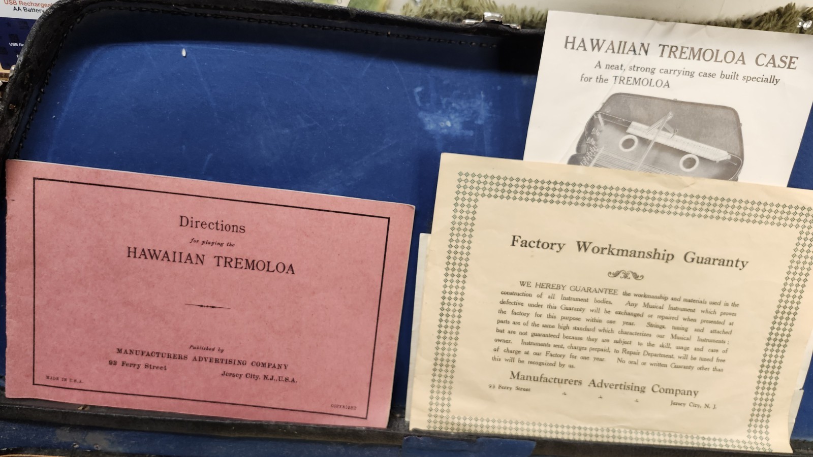 Vintage Rare 1930s Hawaiian Tremoloa Auto Harp With Case & Paperwork Made In USA