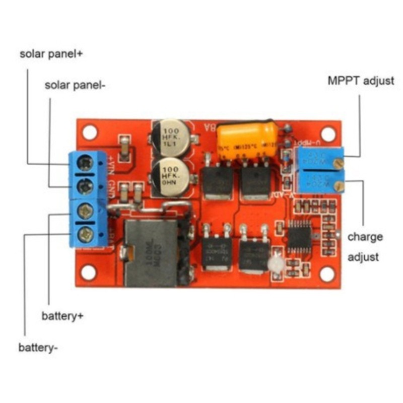 High Efficiency 93%MPPT Solar Charge Controller 5A Output DC8-28V Input Ranges