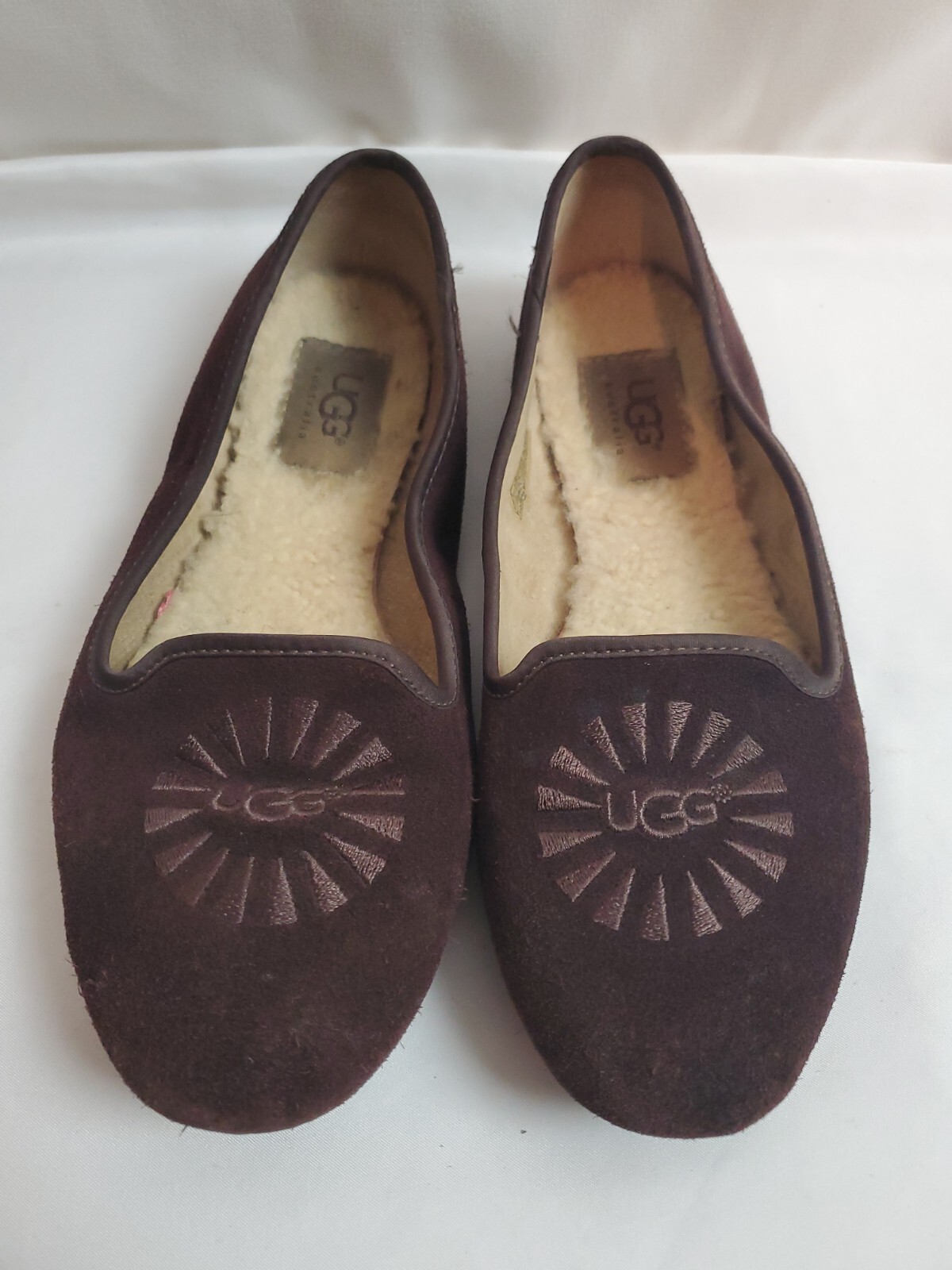 UGG Australia Alloway Suede Shearling Flats #1001632 Brown Size 5