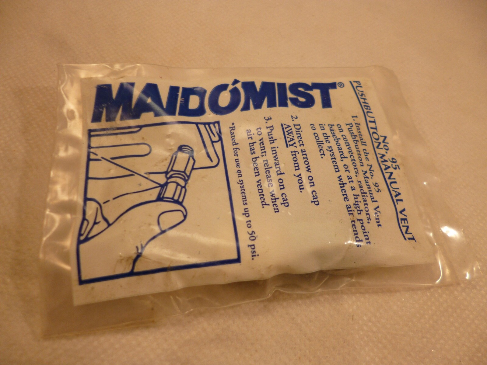 MAID-O-MIST #95 PUSH BUTTON MANUAL RADIATOR VENT 1/8"-NPT  50-PSI