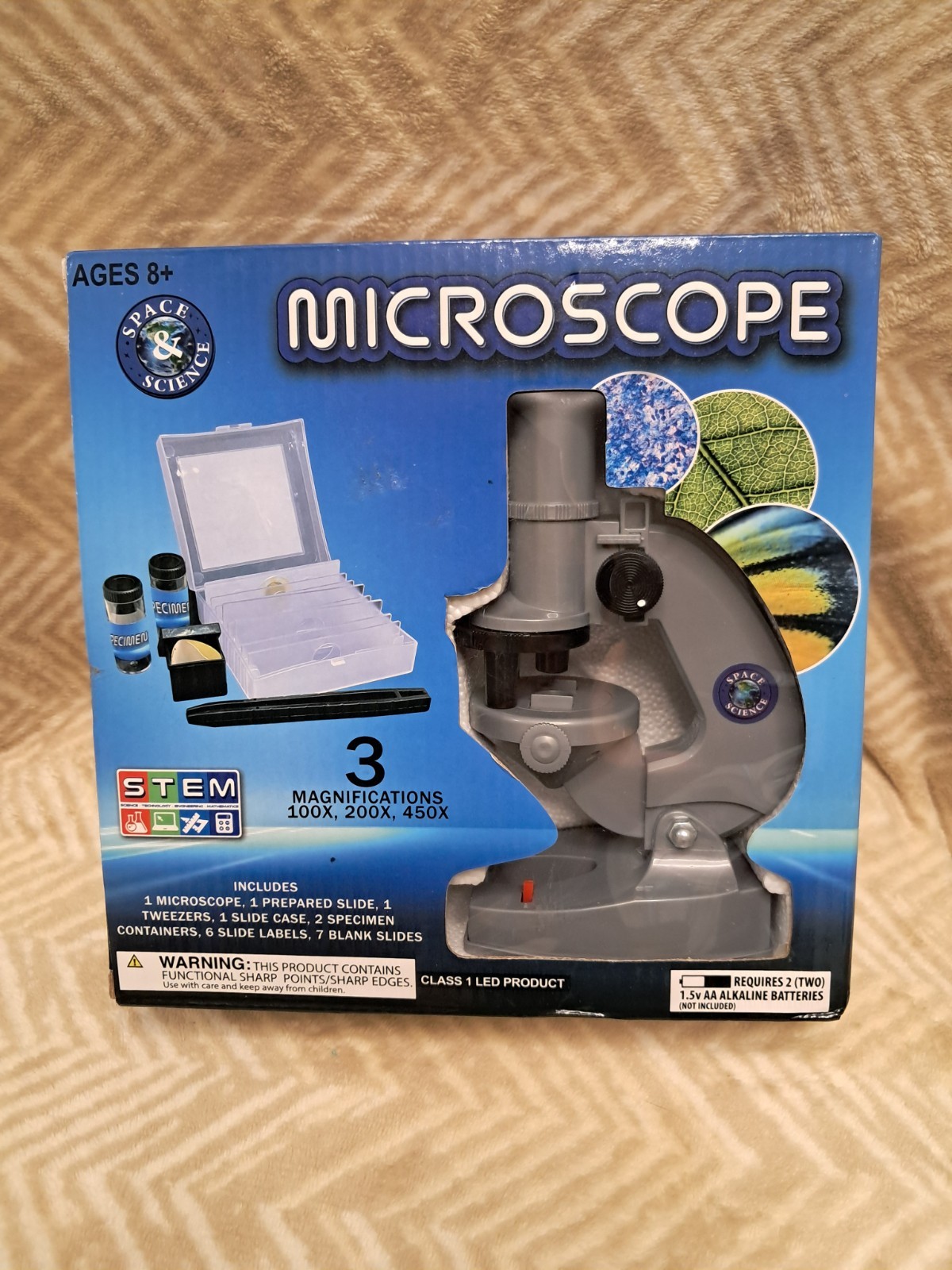 NEW Space & Science MICROSCOPE kit 3x magnifications prepared slide STEM set