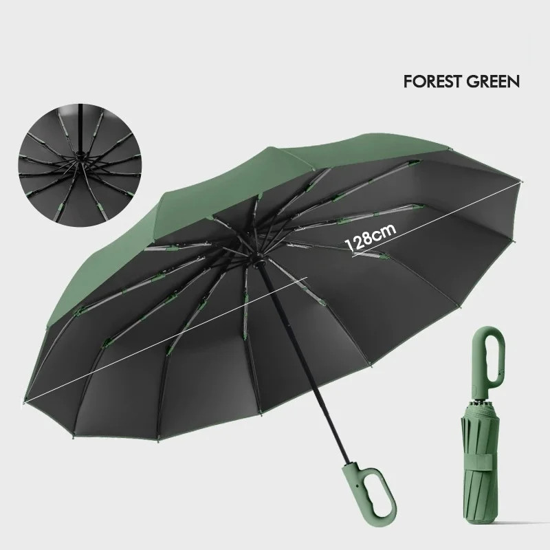 Extra large 12-bone ring buckle umbrella forward fully automatic portable wind-r