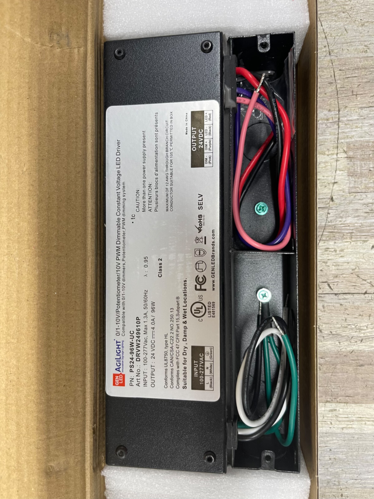 GEN LED PS24-96W-UC Agilight Dimmable Constant Voltage LED Driver