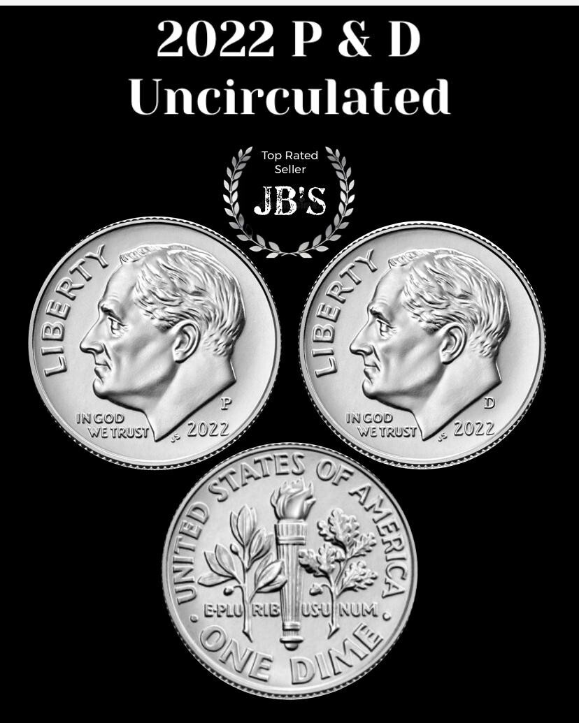 2022 P&D Roosevelt Dime (2) Coin Set - BRILLIANT UNCIRCULATED (BU)