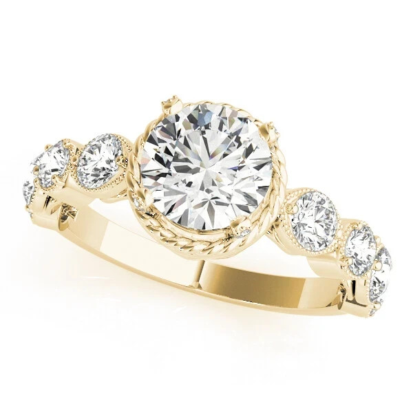 Round Cut 1.85 Ct VVS1 Diamond Lab-Created Engagement Ring 14K Yellow Gold FN