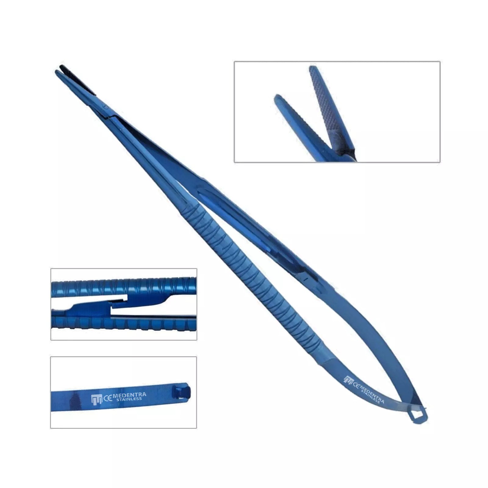 Titanium Coated Surgical Tweezers Precision Dental Forceps Non-Locking Blu