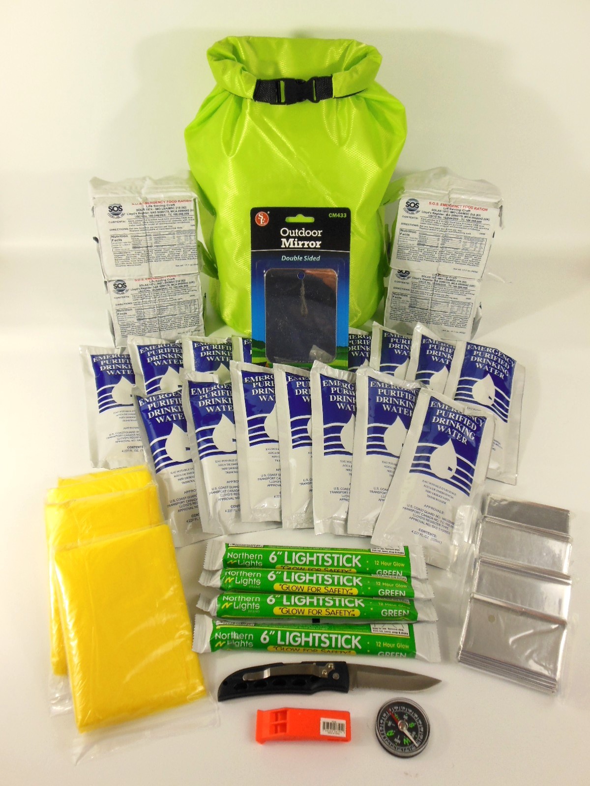 FLOOD EMERGENCY SURVIVAL KIT- 4 PERSON 2 DAYS , FAMILY EVACUATION, DITCH,BOAT.