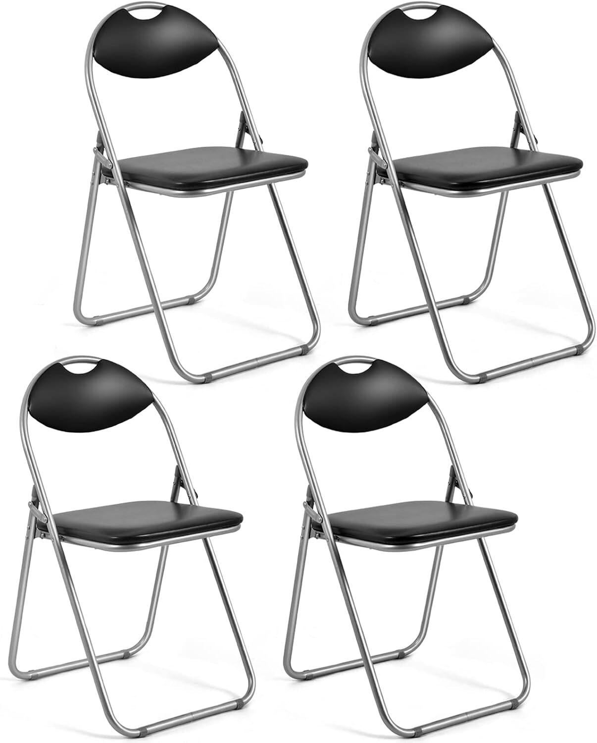 4-Pack Folding Chairs Set - Chairs with Padded Seats and Carrying Handle