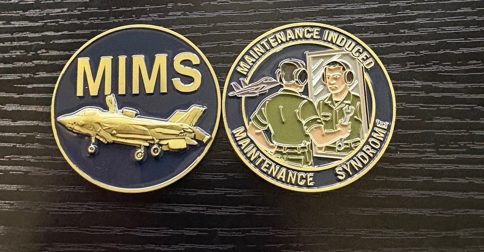 Rare F-35 MIMS Maintenance Induced Maintenance Syndrome Coin STOVL USMC Marines