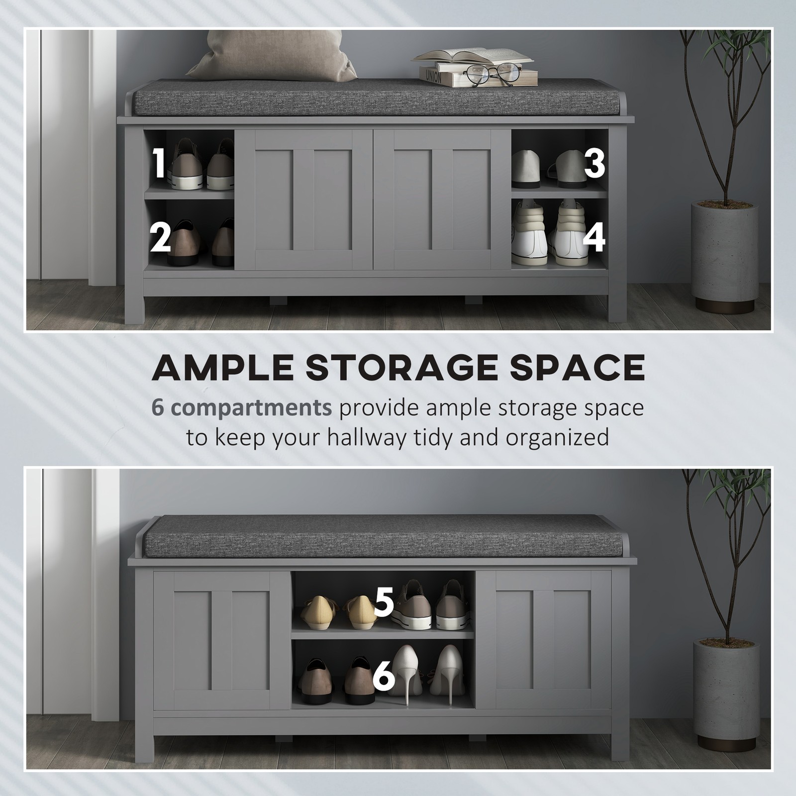 Shoe Storage Ottoman Bench Multi-Functional with Hidden Storage
