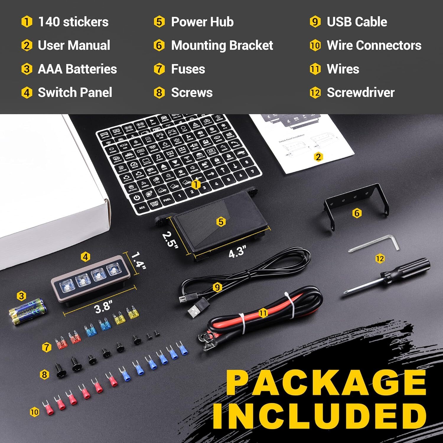 MICTUNING Wireless Switch Panel 4/6/8/12 Gang Remote/APP Control LED Circuit Box