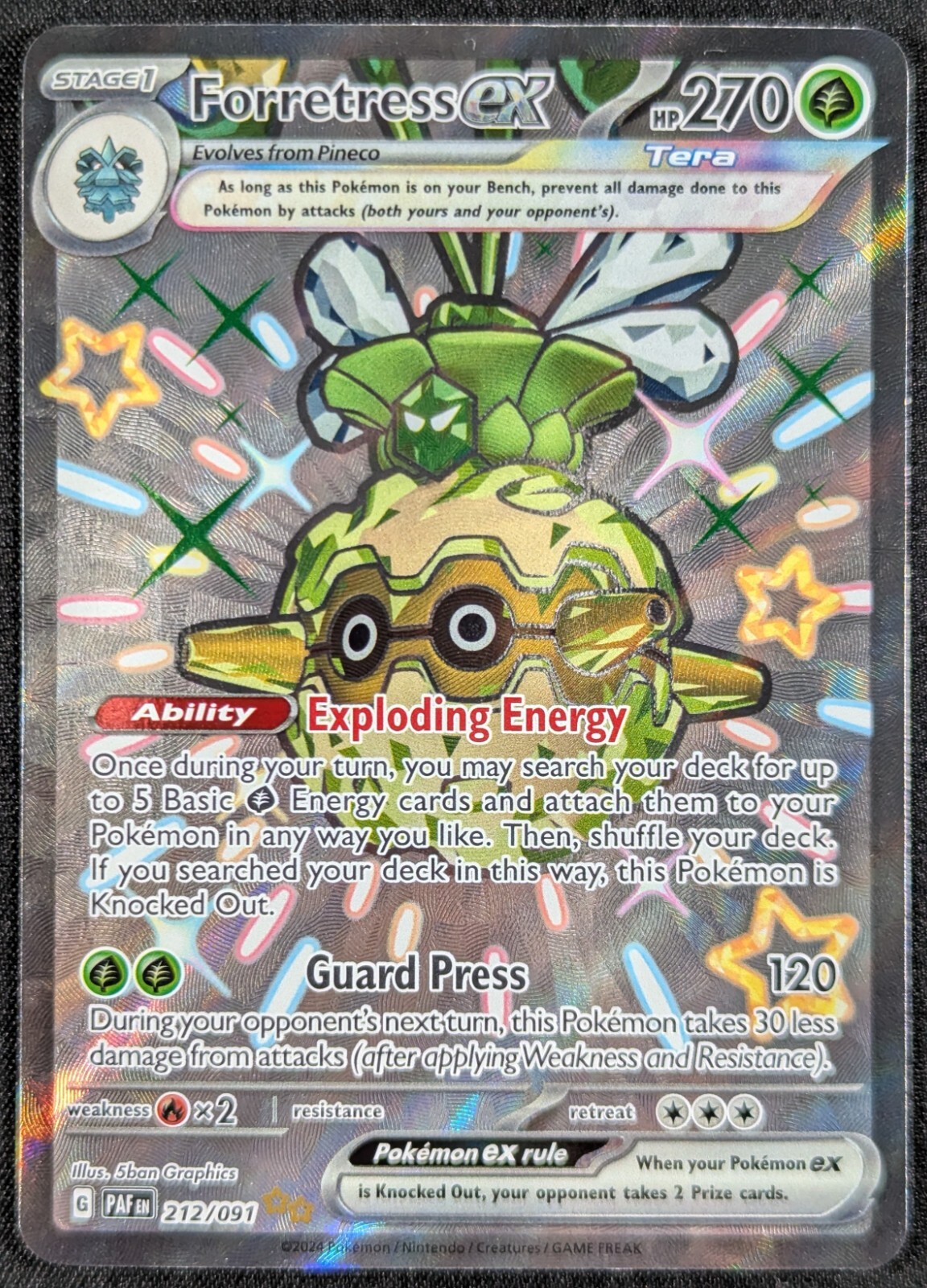 Forretress EX Paldean Full Art Shiny Ultra Rare Pokemon Card 212/091 (NM)