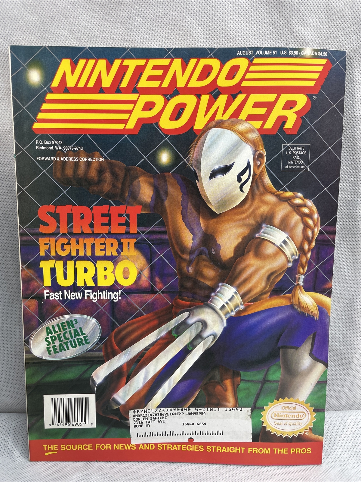 Nintendo Power Magazine August 1993 Volume 51 Street Fighter II Turbo w/Poster