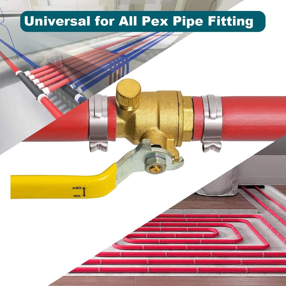 360-Degree Watertight Seal - 50 Pack 1/2 Inch Stainless Steel PEX Cinch Clamps