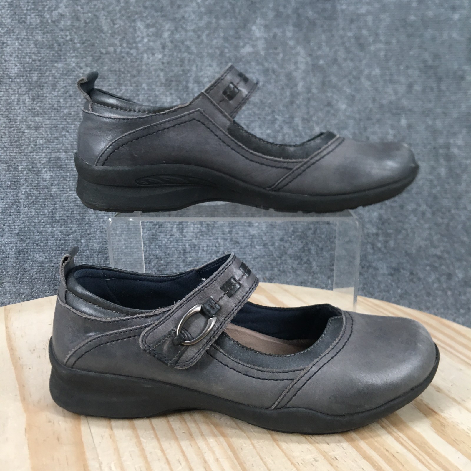 Earth Shoes Womens 7.5 B Angelica Casual Comfort Mary Jane Flats Gray Leather