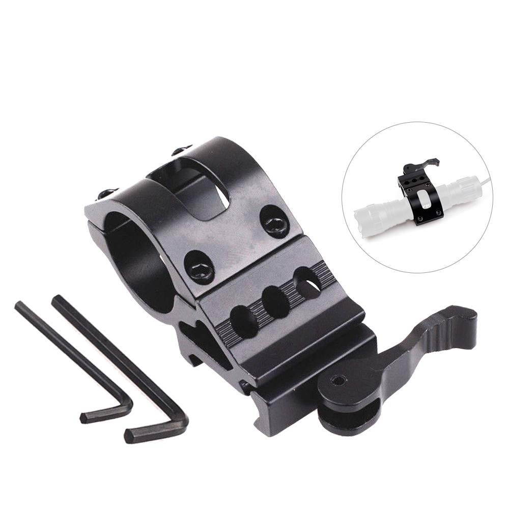 Quick Release LED Flashlight Hunting Light Night Torch w/ Scope Mount 20mm Rail