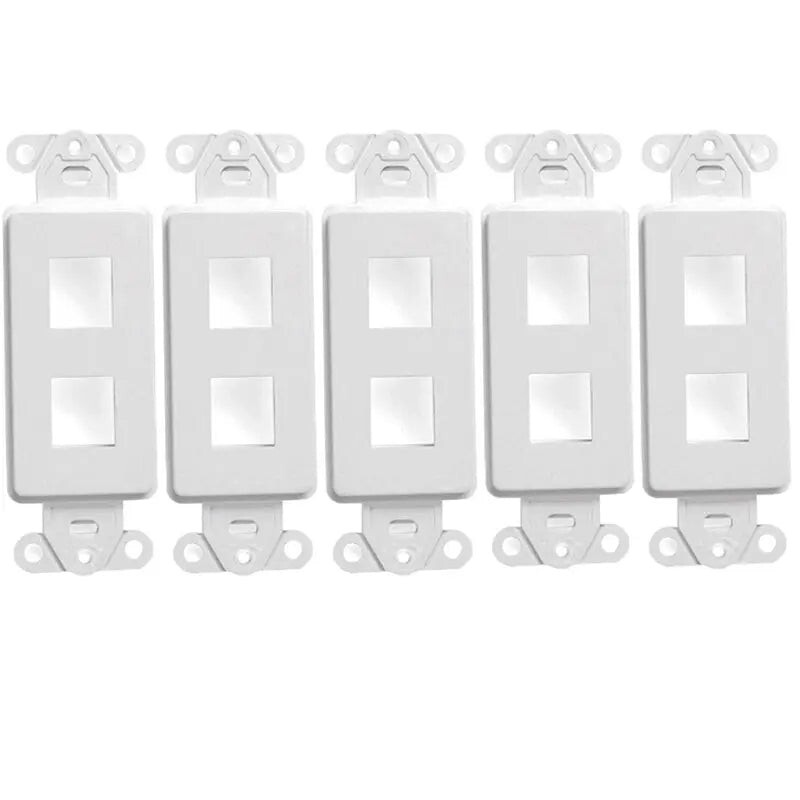 White 2-Port Keystone Jack Wall Plate Insert HDMI RJ45 Cat 6, Ethernet (5 Pack)